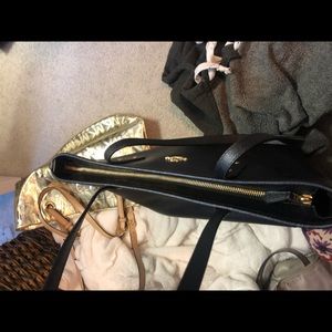 Black Coach Bag with Gold zip